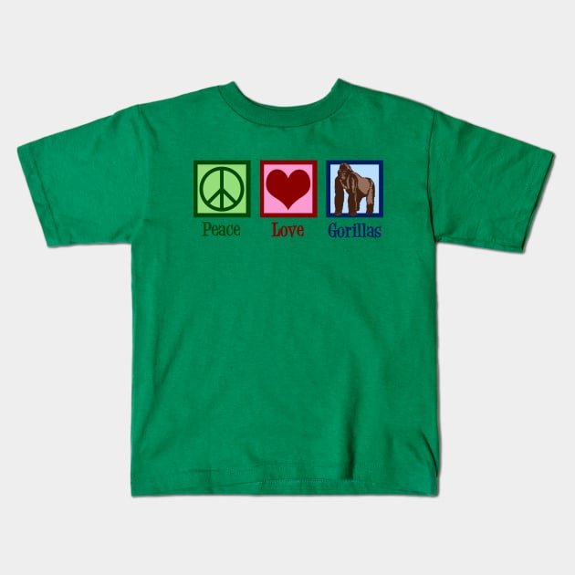 Peace Love Gorillas Kids T-Shirt by epiclovedesigns